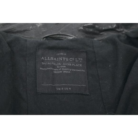 ALLSAINTS Black Leather Motorcycle Moto Biker Jacket Zip Style Women’s Size 4 - Picture 10 of 10
